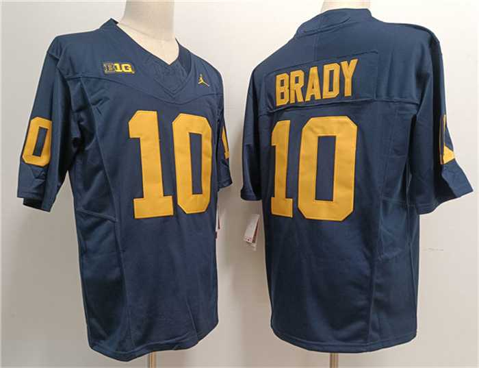 Mens Michigan Wolverines #10 Tom Brady 2023 F.U.S.E. Navy Stitched Jersey
